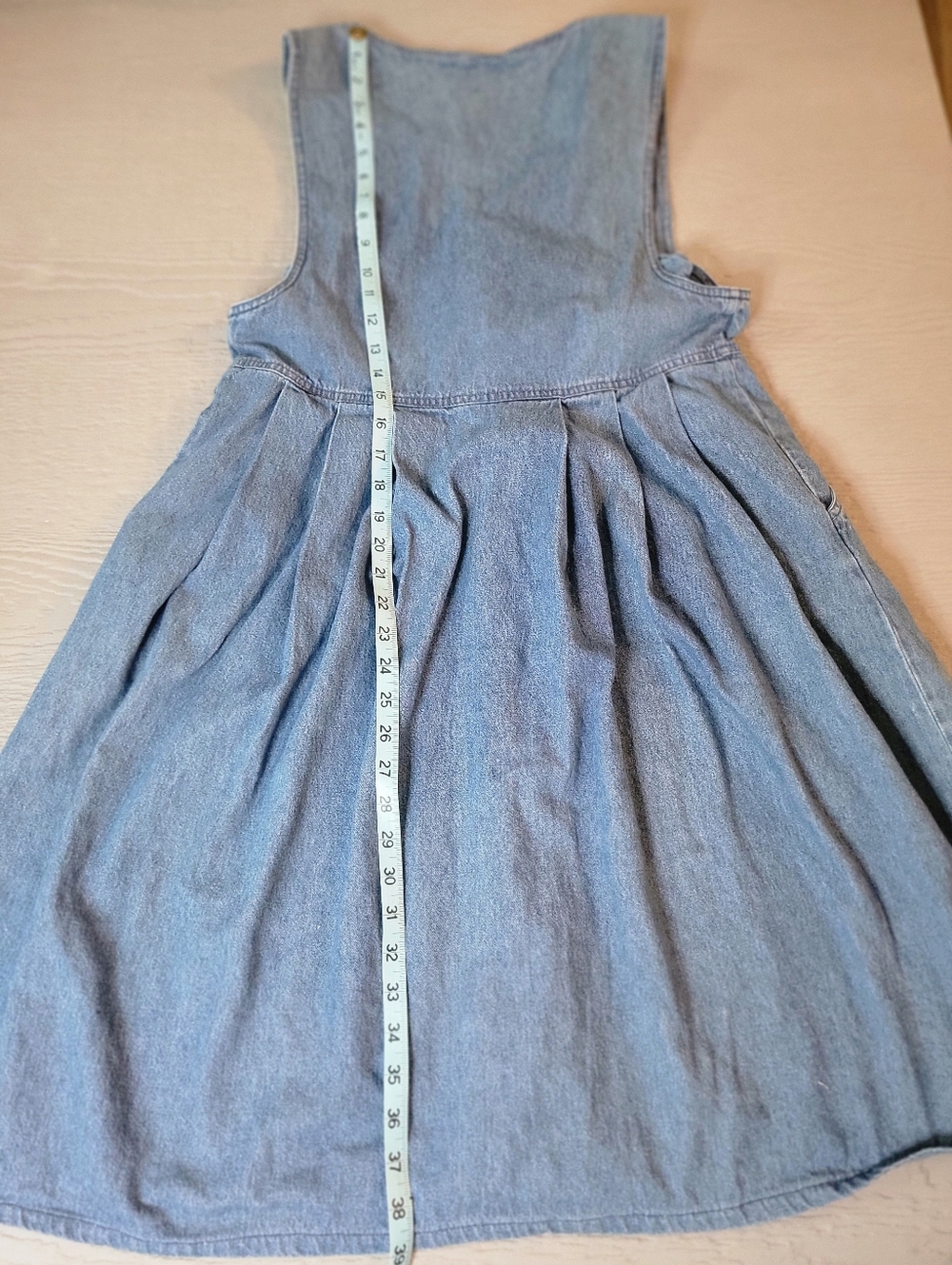 Casual Works vintage-style button-front denim dress - Light Blue Size Small A-22 - Picture 3 of 3